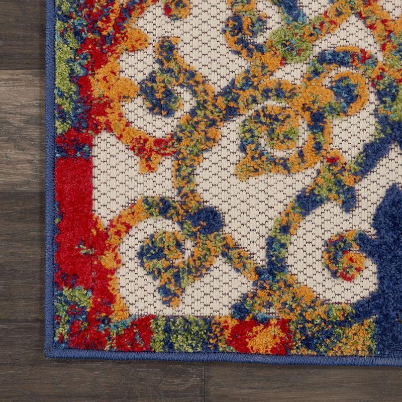 Nourison Aloha Contemporary Scroll Flatweave High-Low Indoor Outdoor Runner Rug Multicolor 2'3" x 12'