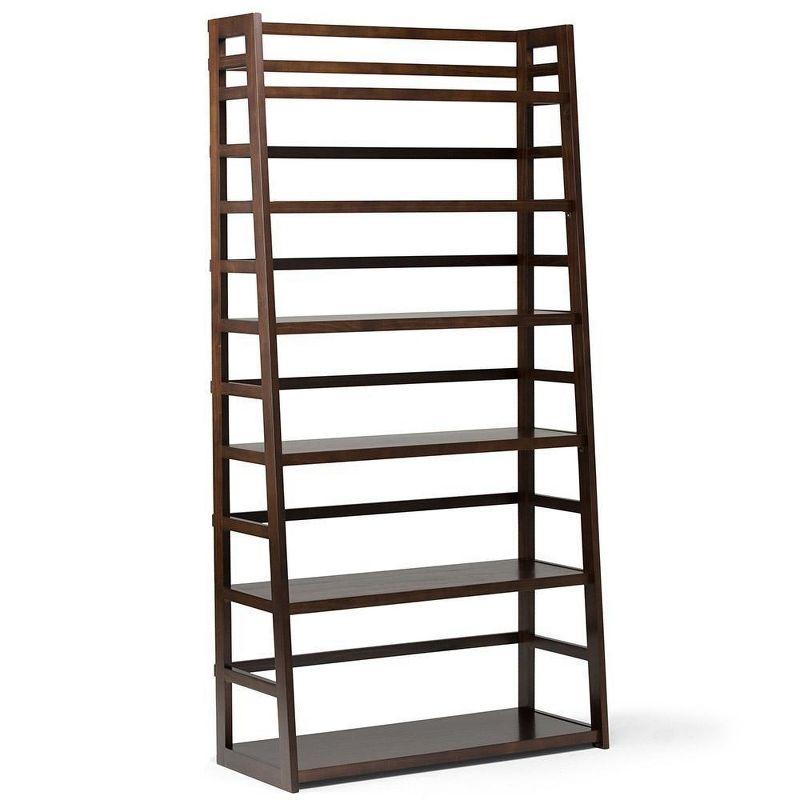 Acadian Brunette Brown Solid Wood Wide Ladder Shelf Bookcase
