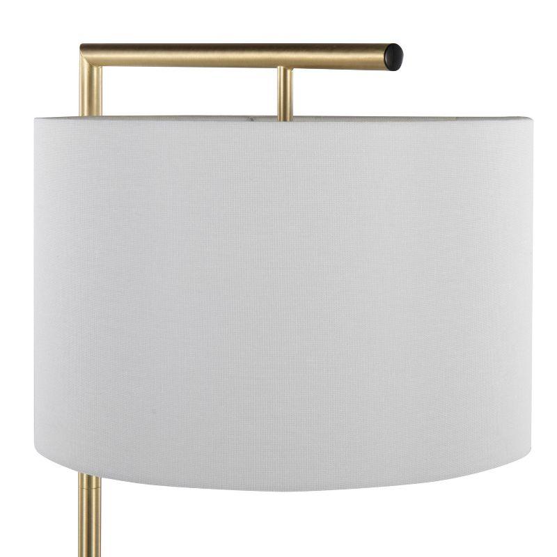 LumiSource Fran Contemporary Floor Lamp in Gold Metal White Marble and White Linen Shade: Chic Arc Design, UL Listed, 60W