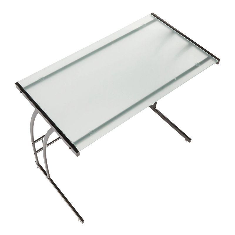 Sigma Contemporary Desk Black/White - LumiSource: Tempered Glass, Metal Frame, Home Office, Dorm Station