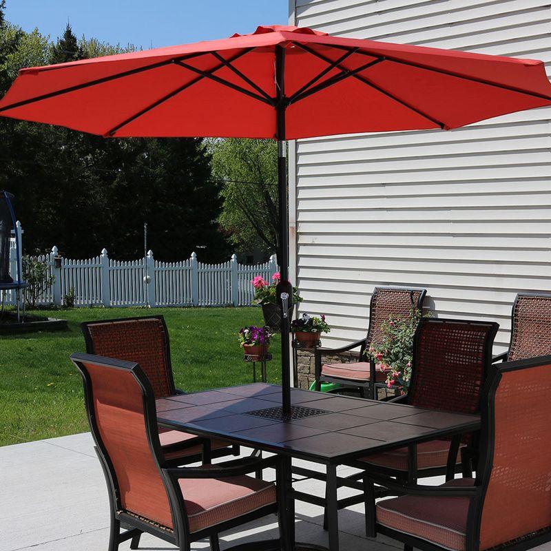 Sunnydaze Outdoor Aluminum Patio Table Umbrella with Polyester Canopy and Push Button Tilt and Crank - 9' - Burnt Orange