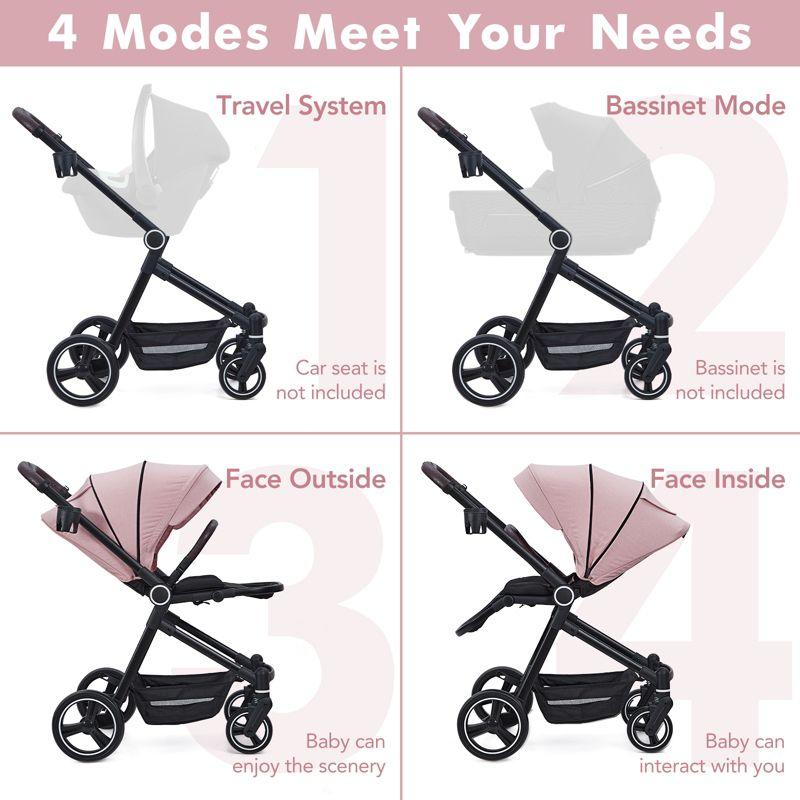 Foldable Baby Stroller, High Landscape Pushchair for Newborn