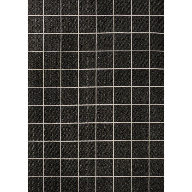 Black and Cream Geometric Indoor/Outdoor Area Rug