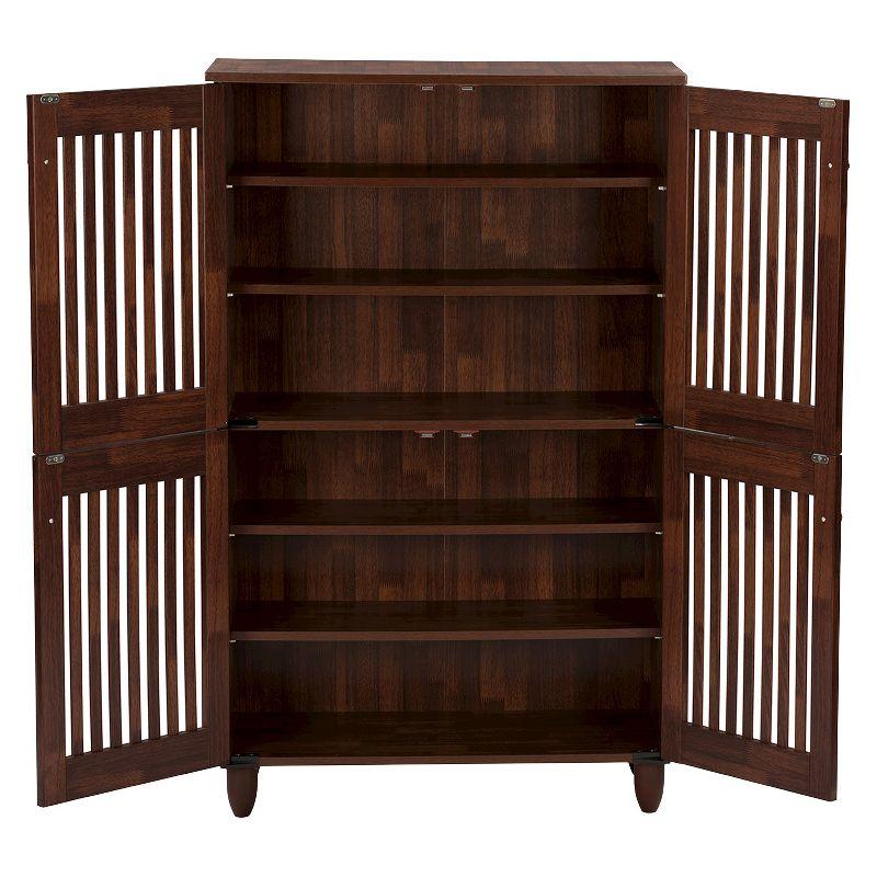 Fernanda Modern and Contemporary 4-Door Wooden Entryway Shoes Storage Tall Cabinet - Oak Brown - Baxton Studio