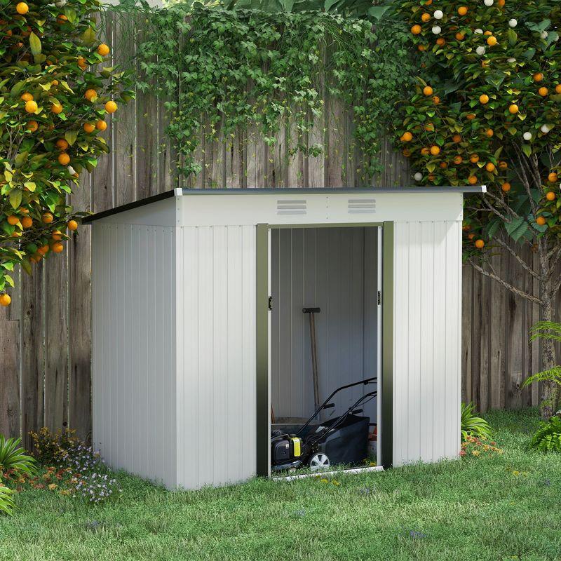 Outsunny 8 ft. W x 4 ft. D Galvanized Steel Storage Shed