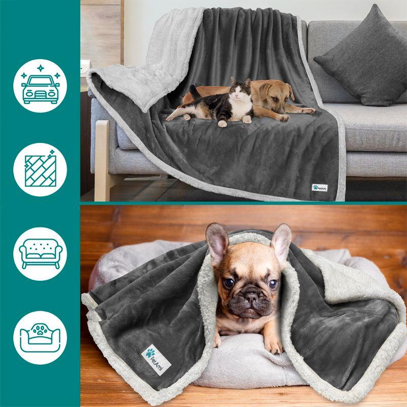 PetAmi Pet Blanket for Dogs Cats, Faux Shearling Fleece Soft Plush Reversible Washable Furniture Cover