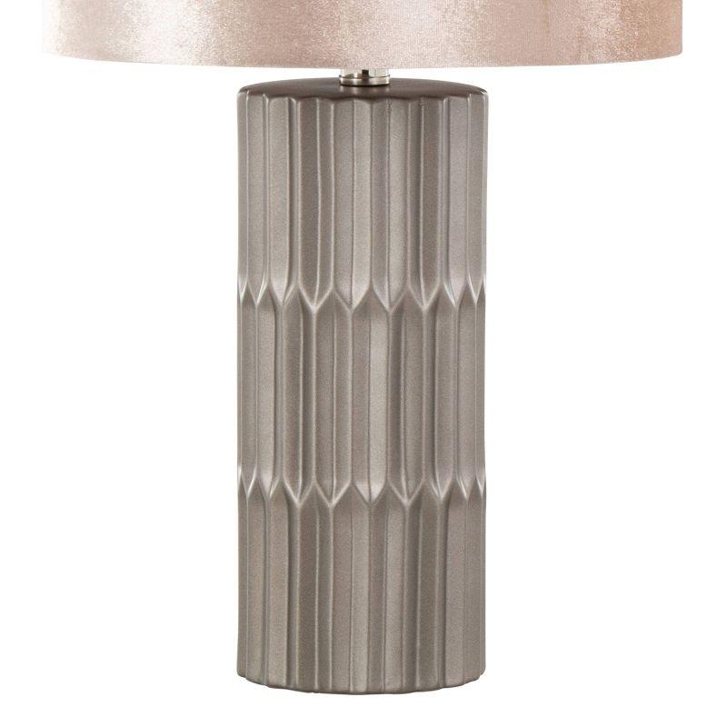 LumiSource Tania 22" Contemporary Ceramic Table Lamp with Champagne Linen Shade: UL Listed, 1-Way Switch