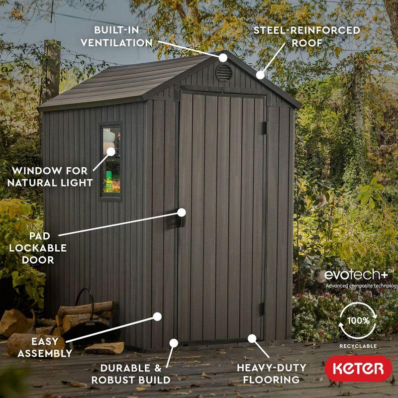 Darwin 4 ft. W x 6 ft. D Durable Resin Outdoor Storage Shed With Floor and Window for Garden Patio Furniture and Tools, Grey