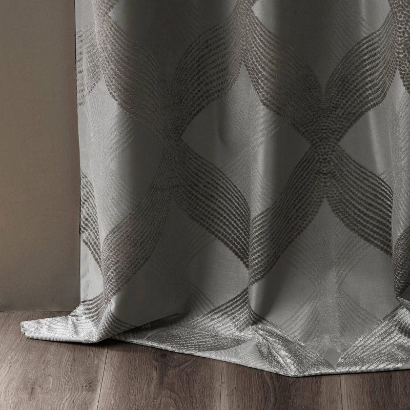 Charcoal Ogee Knitted Jacquard Blackout Curtain Panel