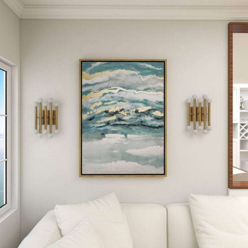 Canvas Geode Enlarge Slice Framed Wall Art with Gold Frame Blue - Olivia & May: Abstract Vertical Decor