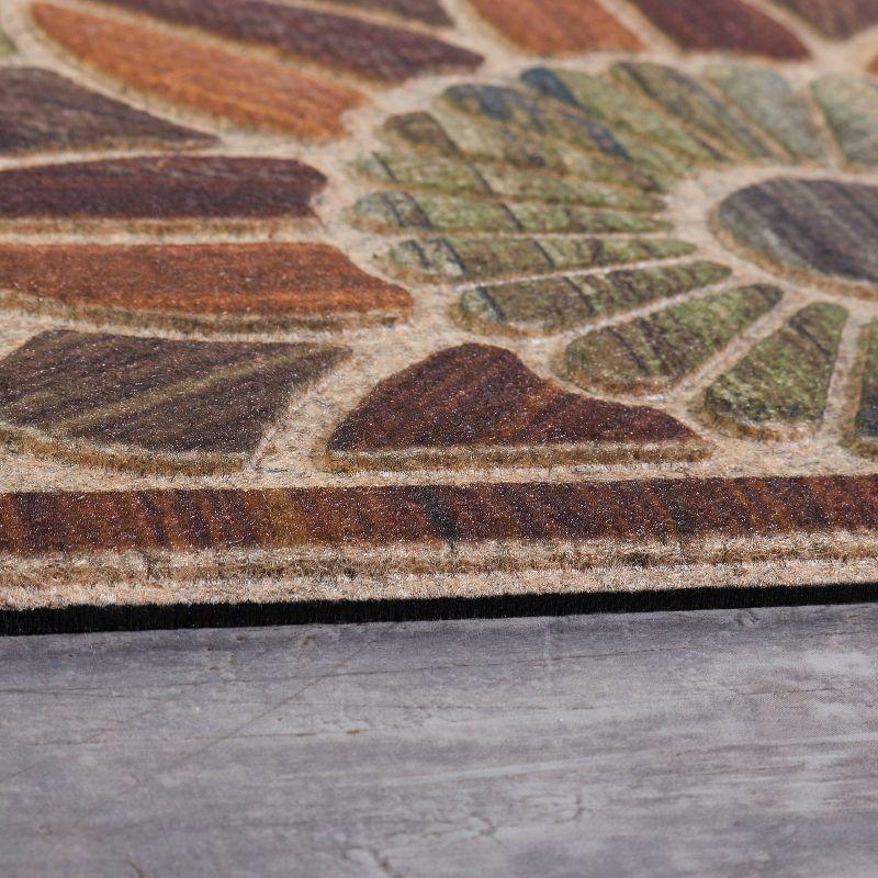 2'x3' Boardwalk Path Slice Ornamental Entry Mat Brown/Green - Mohawk: Outdoor Door Mat, Recycled Rubber, Floral Pattern