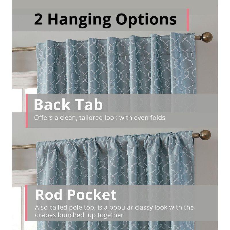 HLC.ME Franklin Moroccan 100% Complete Blackout Heavy Thermal Insulated Rod Pocket Back Tab Curtain Panels, Set of 2 - Silver, 52 W x 84 L
