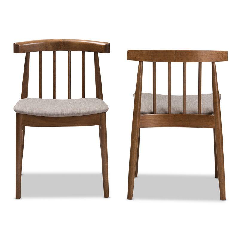 Set of 2 Wyatt Midcentury Modern Walnut Wood Dining Chairs Beige/Brown - Baxton Studio