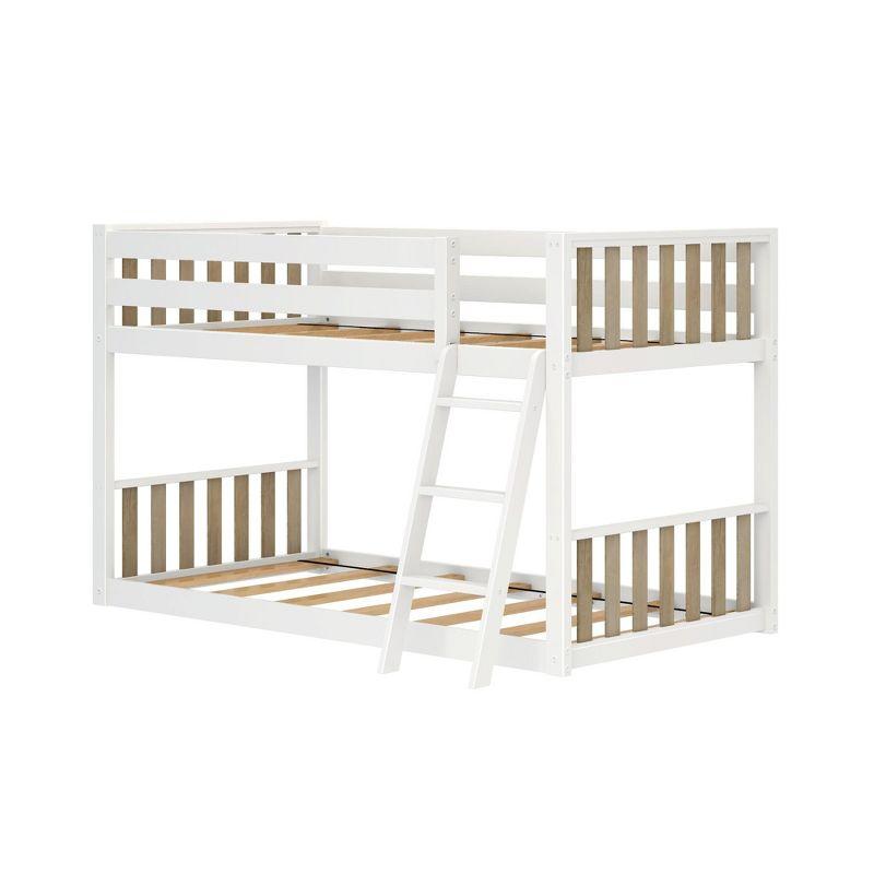 Max & Lily Solid Wood Scandinavian Twin over Twin Bunk Bed for Kids with Ladder