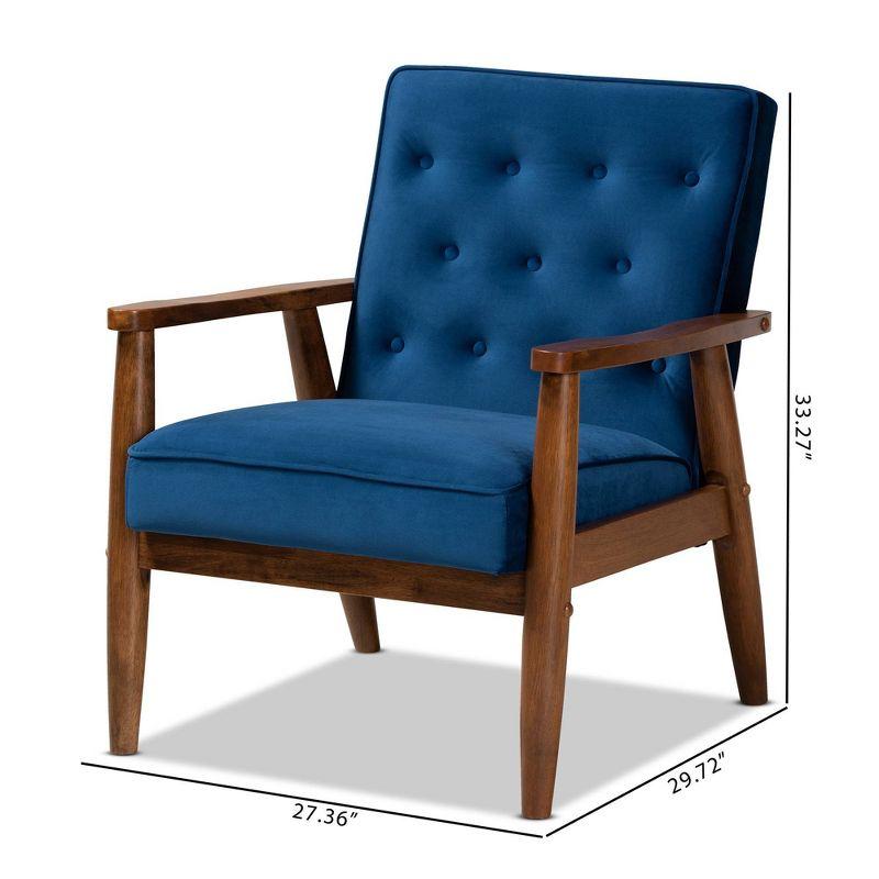 Sorrento Velvet Upholstered Wooden Lounge Chair - Baxton Studio