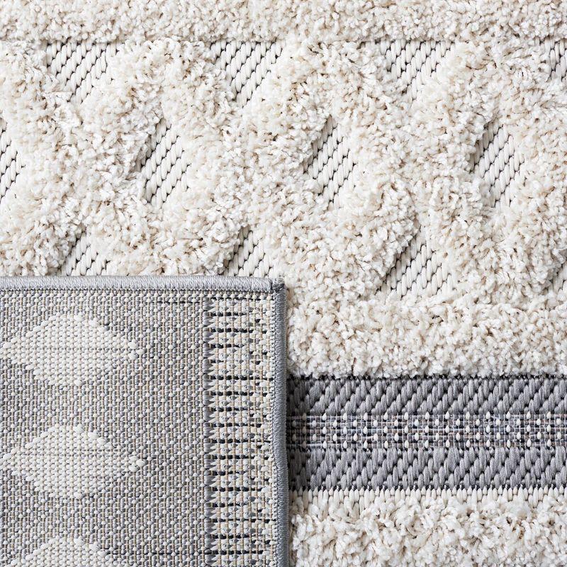 Ivory Geometric Square Synthetic Indoor/Outdoor Rug