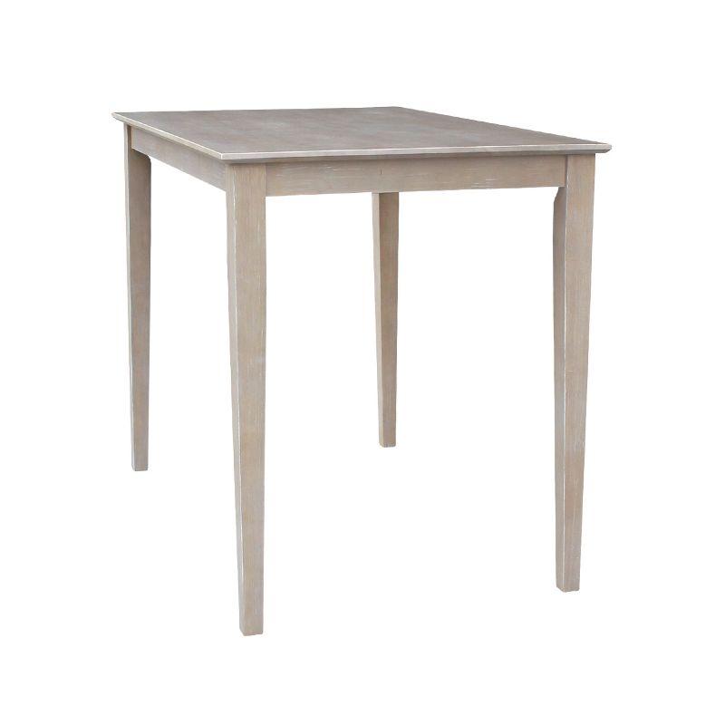Solid Wood 30" X 48" Counter Height Table Washed Gray Taupe - International Concepts: Parawood, Non-Extension, Modern Style