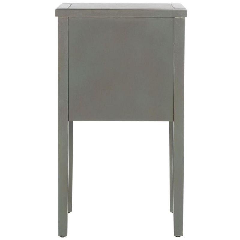 Transitional Ash Grey Elm Wood Nightstand with Metal Pulls