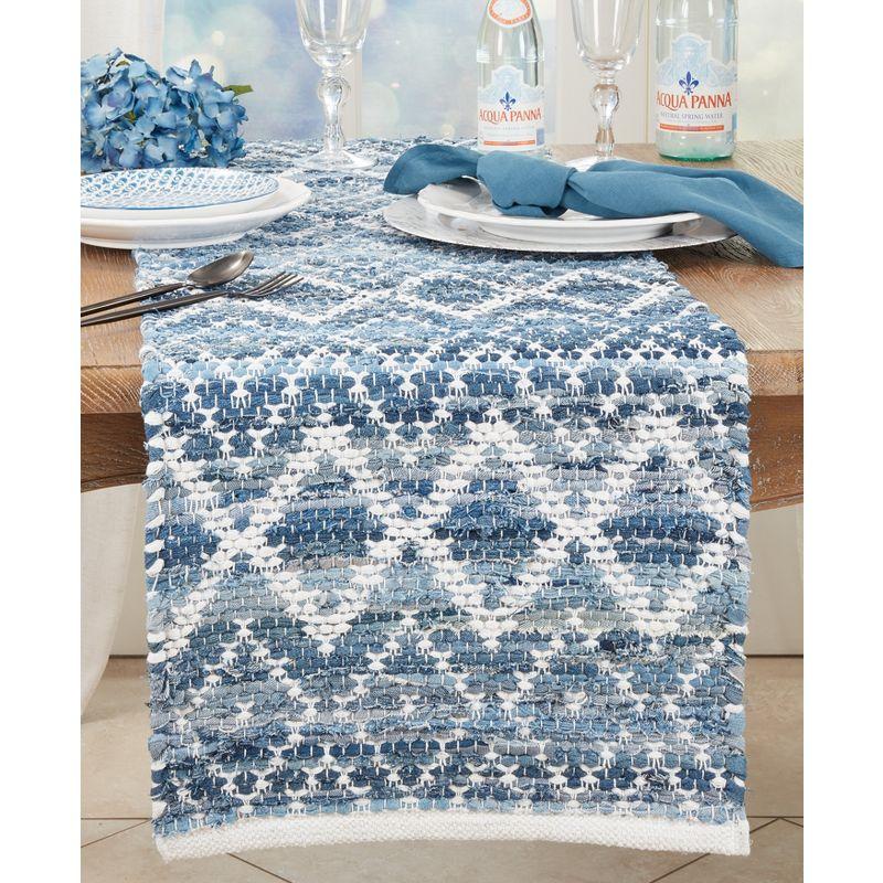 Blue Diamond Chindi Cotton Table Runner, 16"x72"