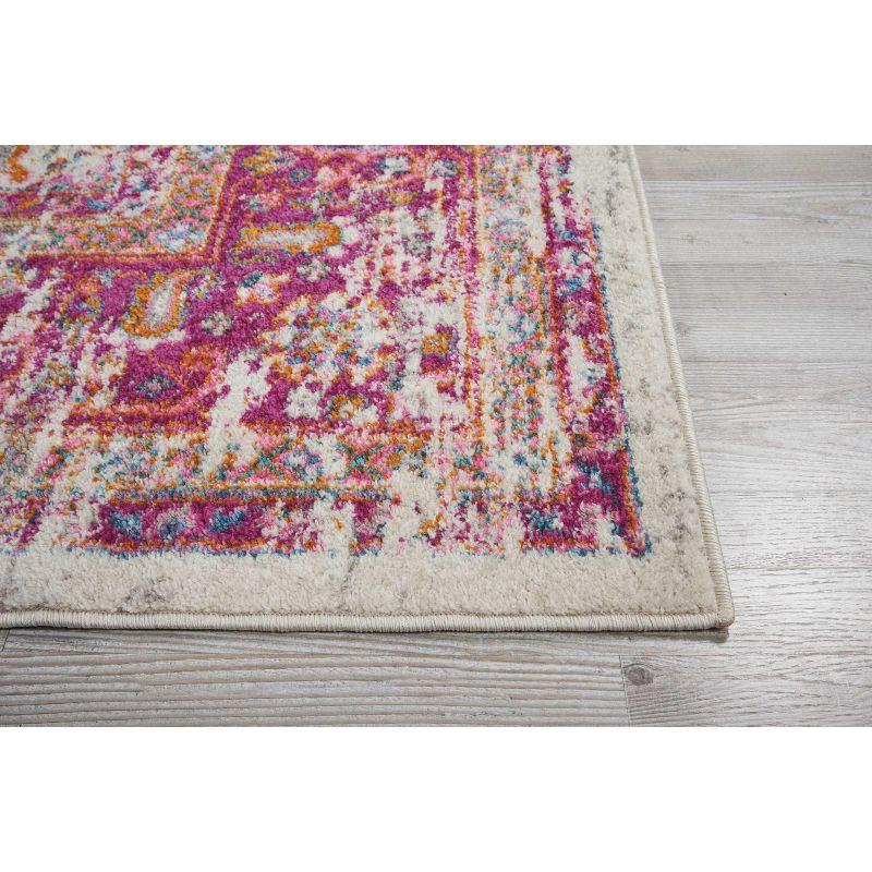 Nourison Passion Medallion Bohemian Indoor Rug Ivory/Fuchsia 8' x 10'
