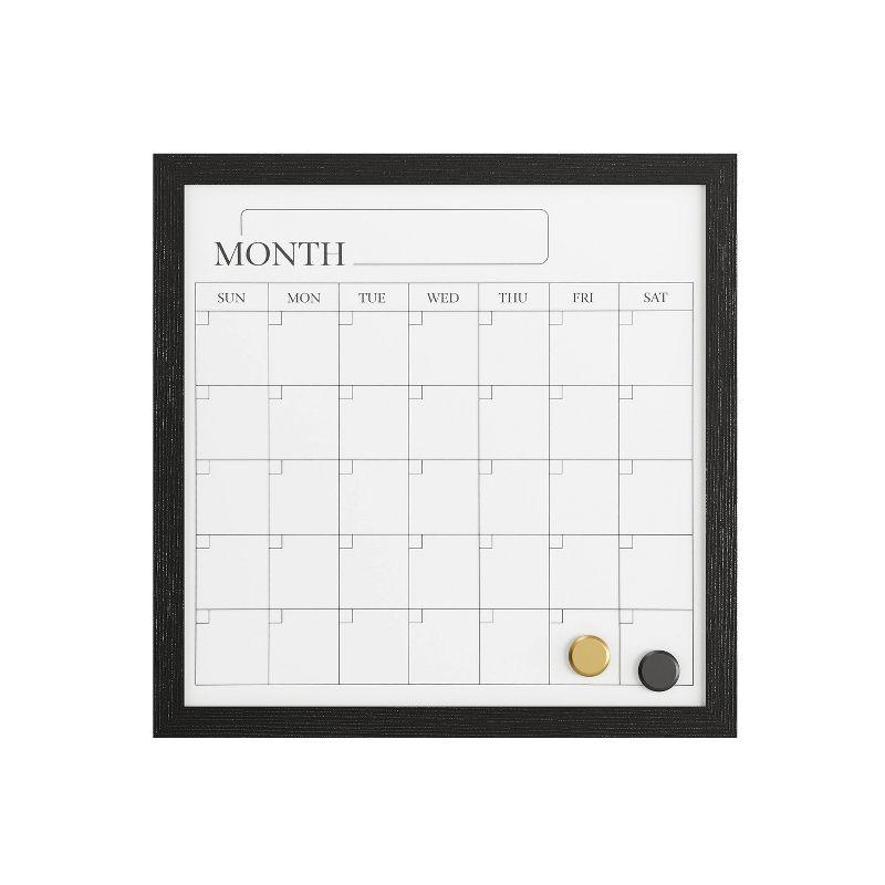 Thomas Martha Stewart Magnetic Monthly Calendar Dry Erase Board with Woodgrain Frame, Dry Erase Marker, and 2 Magnets