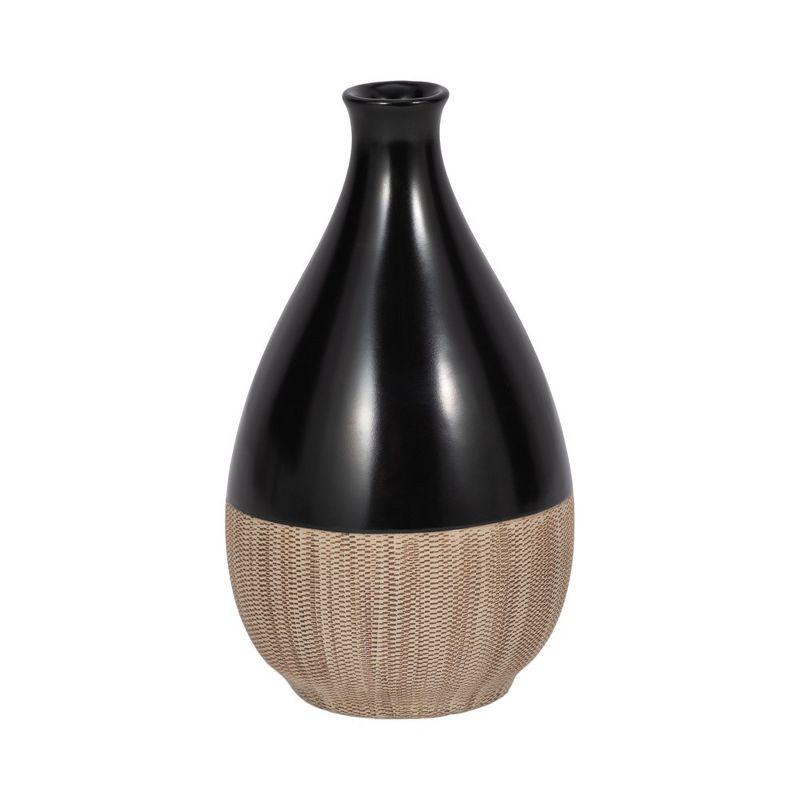 Sagebrook Home Ceramic Vase Contemporary Two-Tone Teardrop Shaped Vase Decorative Table Accent