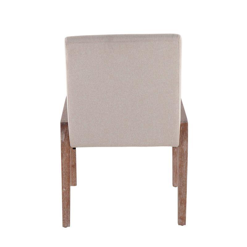 LumiSource Set of 2 Carmen Dining Chairs White Wash/Beige: Contemporary Upholstered, Wood Frame, Foam Fill