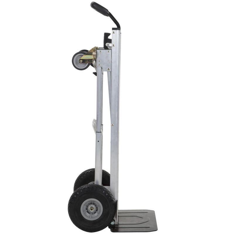 COSCO Folding 4-in-1 Hand Truck with Folding Toe Plate and Flat-Free Wheels, Silver/Black