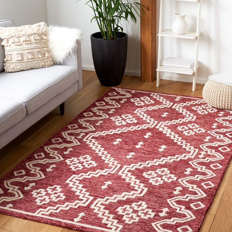 Abstract ABT852 Handmade Indoor Area Rug - Red/Ivory - 4'x6' - Safavieh