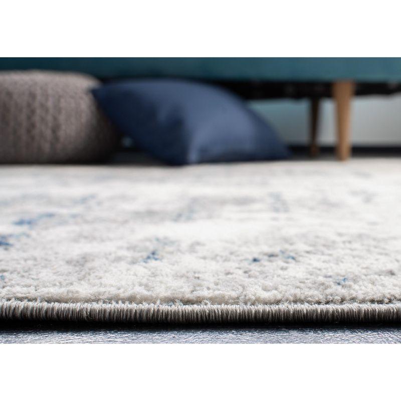 Contemporary Jasper Abstract Blue 5' Square Synthetic Rug