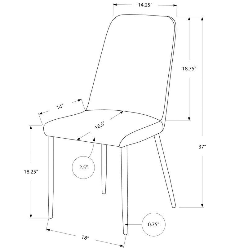 Monarch Specialties Dining Chair Set Of 2 Side Upholstered Kitchen Dining Room Pu Leather Look Metal White Chrome Contemporary Modern