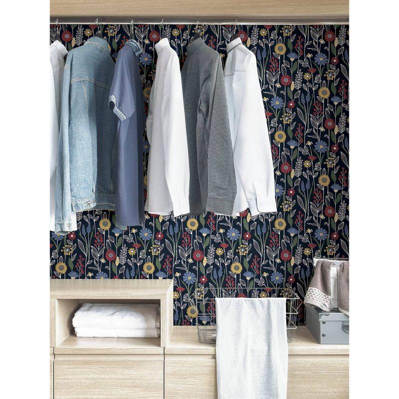 NuWallpaper Navy Jane Peel and Stick Wallpaper: Removable Floral Botanical PVC, Self-Adhesive, 30.75 Sq Ft Coverage