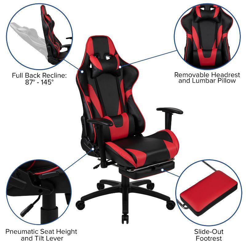Flash Furniture Gaming Desk and Red Footrest Reclining Gaming Chair Set - Cup Holder/Headphone Hook/Removable Mouse Pad Top/Wire Management