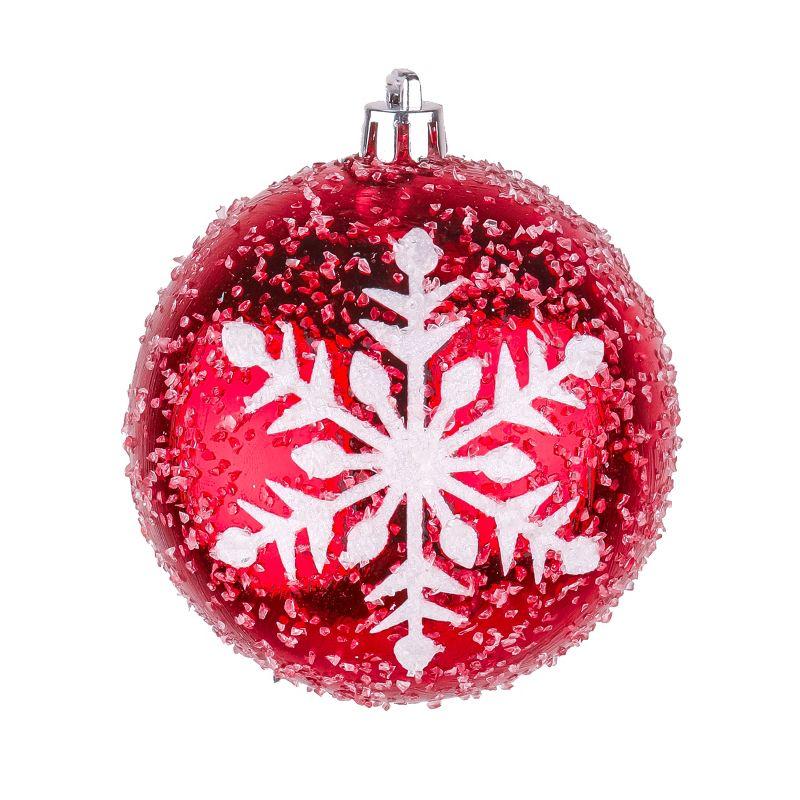 National Tree Company First Traditions Christmas Tree Ornaments, Glittery Red and White Snowflakes, Set of 6