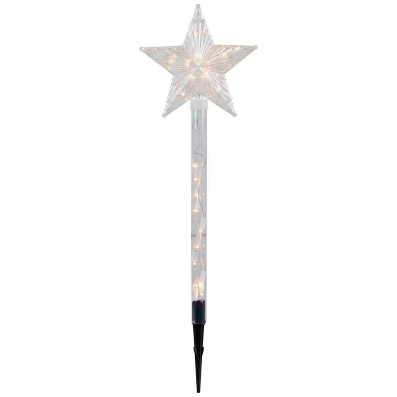 Northlight Lighted Star Christmas Pathway Marker with Lawn Stakes -  5' - Clear Lights - 4ct
