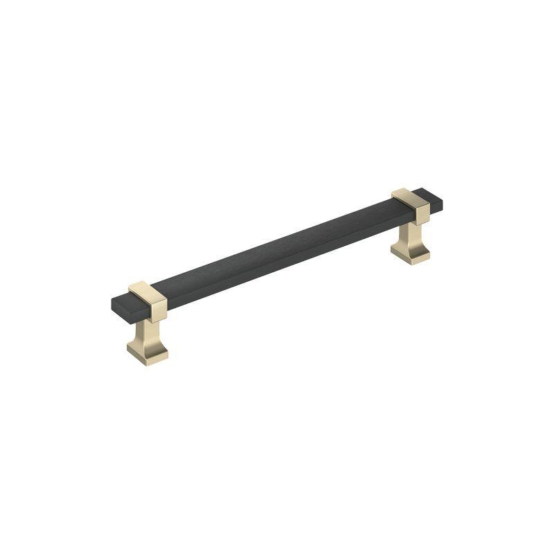 Overton 6-5/16 inch Matte Black and Golden Champagne Cabinet Pull