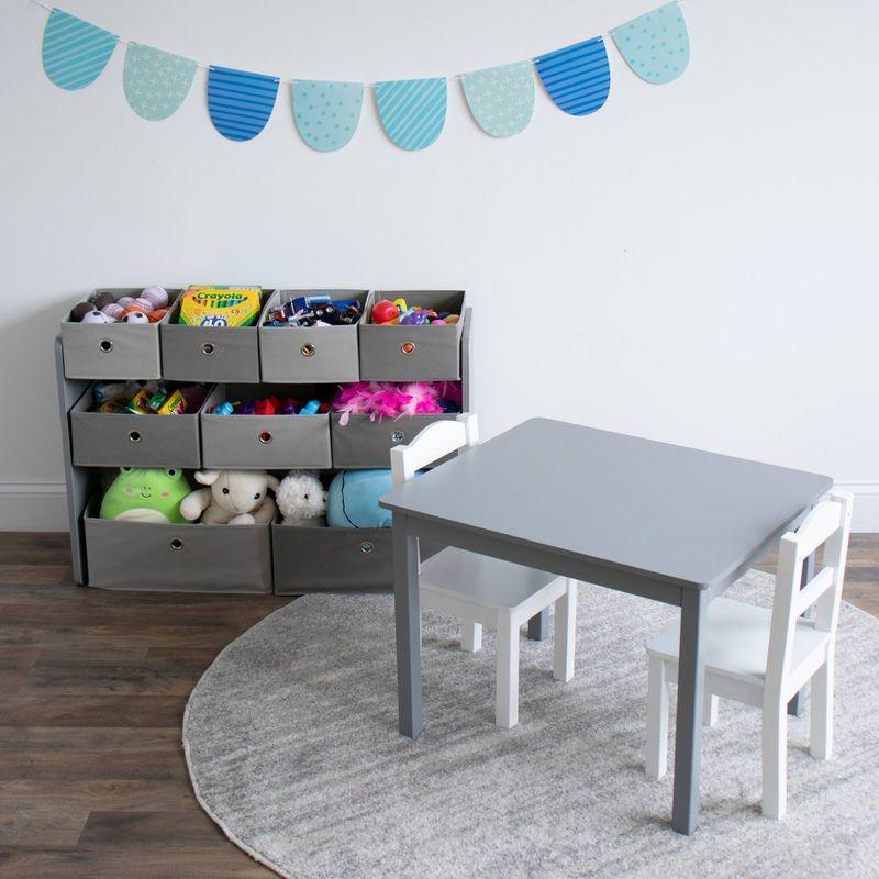 Gray 3-Tier Kids' Toy Organizer with 9 Fabric Bins