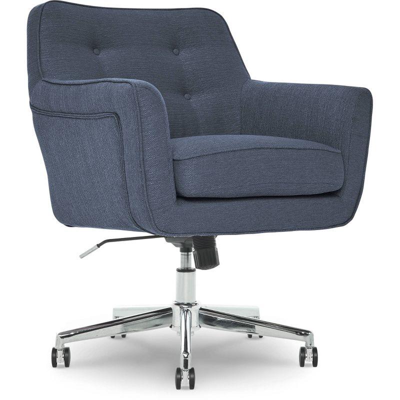 Style Ashland Home Office Chair Sanctuary Blue - Serta: Mid-Century, Adjustable, Twill Fabric