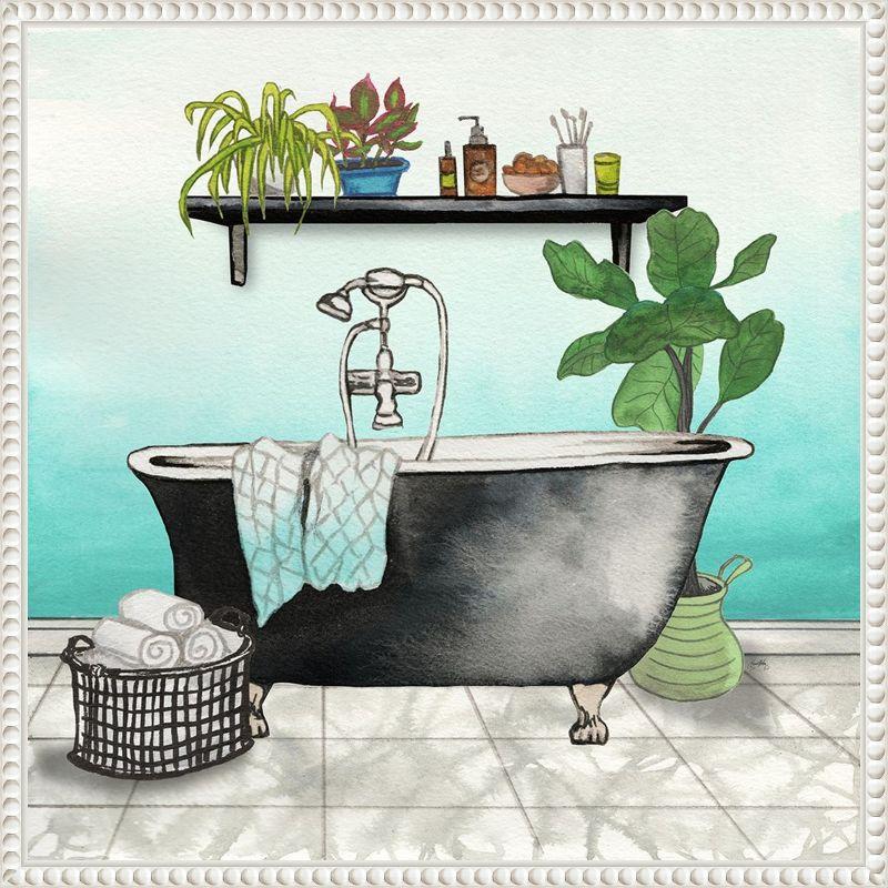 Elizabeth Medley Botanical Bath Framed Canvas Wall Art