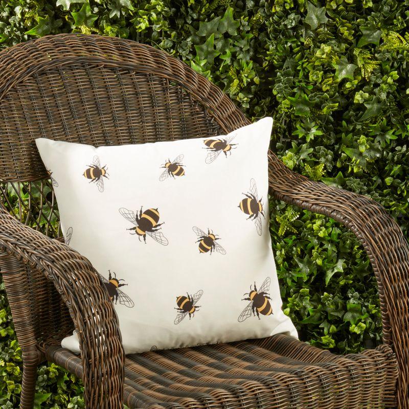 Saro Charming Bumble Bee Outdoor Pillow with Poly Fill