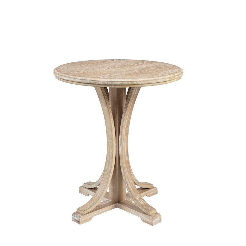 Fatima Light Wood Round Rustic Accent Table