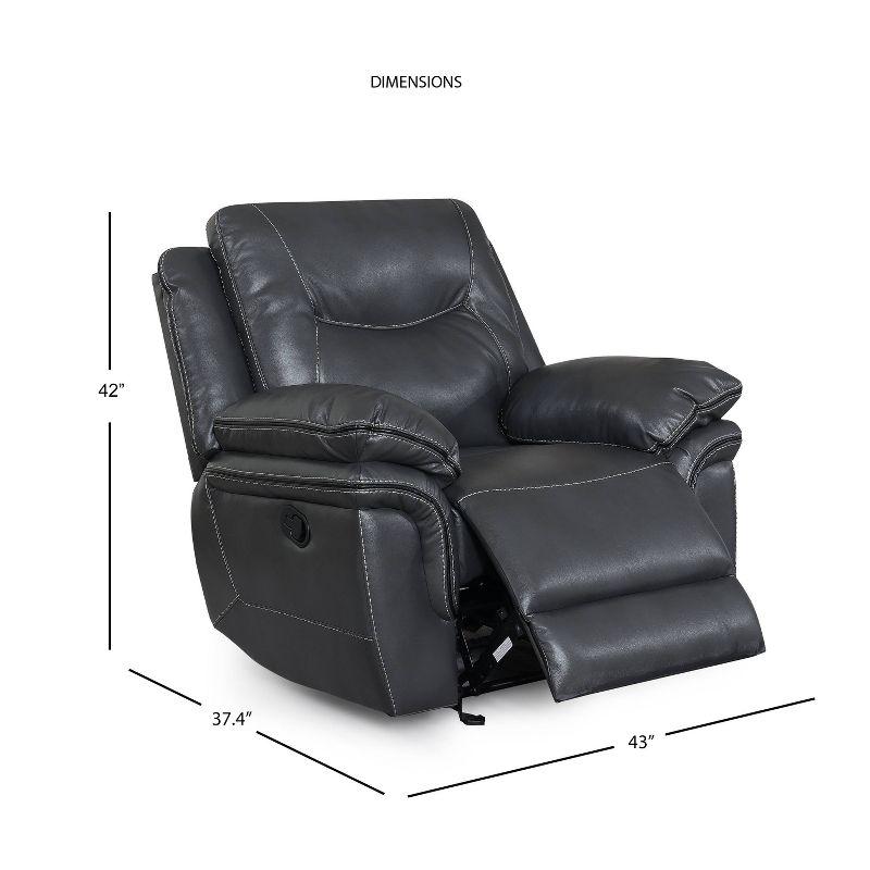 Steve Silver Co. Isabella Upholstered Side Lever Recliner Chair Gray : Faux Leather, Plywood & Iron Frame, 250lb Capacity