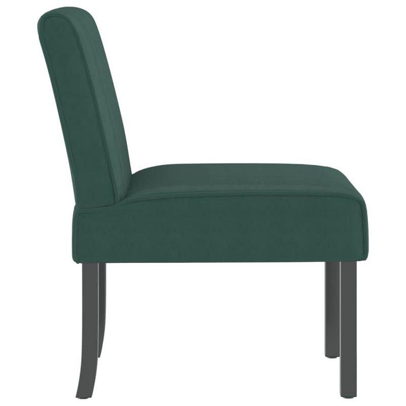 Dark Green Velvet Upholstered Slipper Chair with Wooden Legs