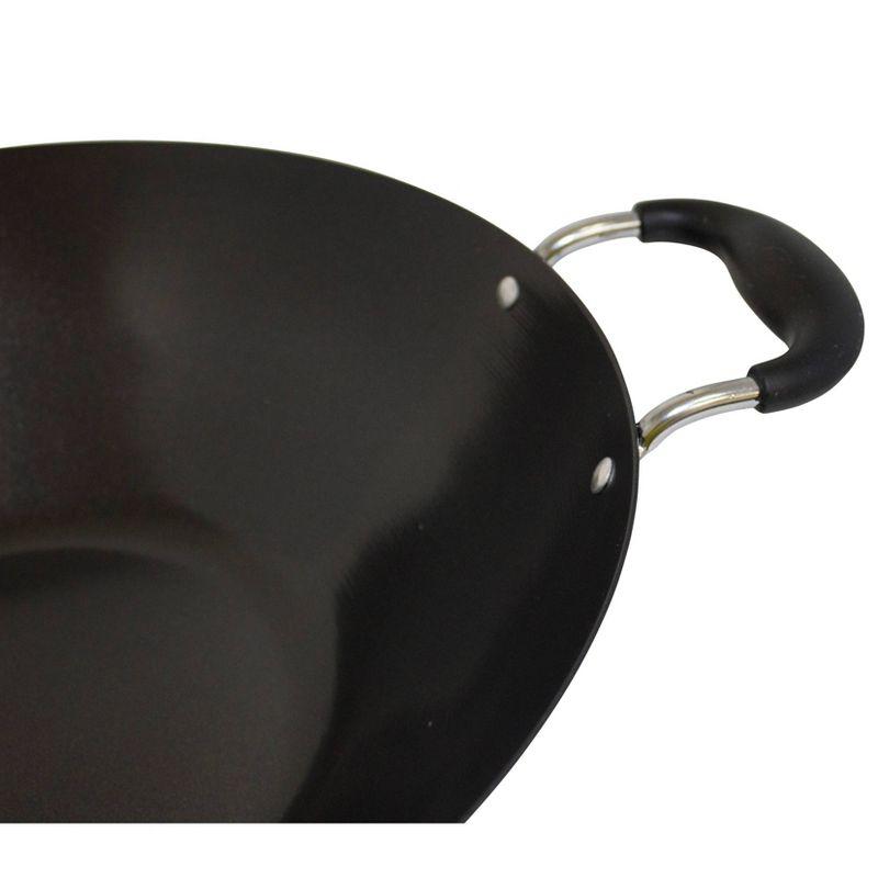 IMUSA 14" Coated Wok with Bakelite Handle: Nonstick Carbon Steel Stir Fry Pan, 64 Volume, Electric & Gas Compatible