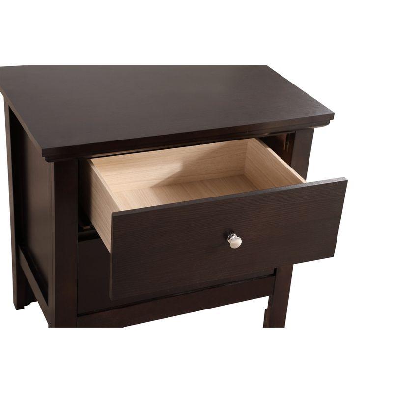 Passion Furniture Primo 2-Drawer Espresso Nightstand (24 in. H x 19 in. W x 15.5 in. D)