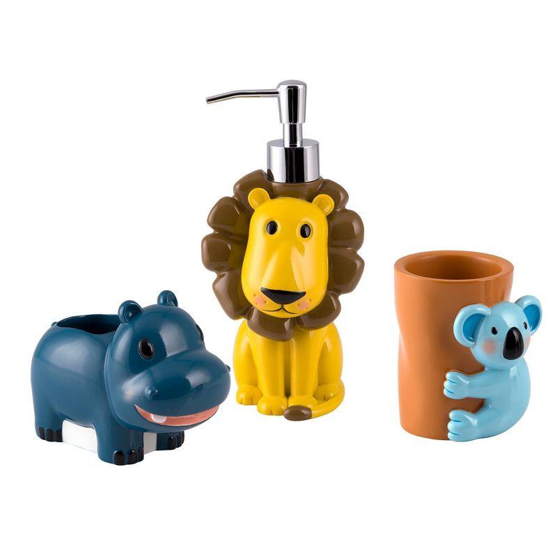 Animal Alphabet Multicolor Resin 3-Piece Bathroom Accessory Set