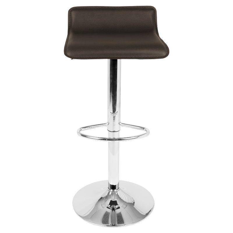 Set of 2 Ale Contemporary Adjustable Barstool Brown - Lumisource: Chrome-Plated, Swivel, Low Back, PVC Upholstery