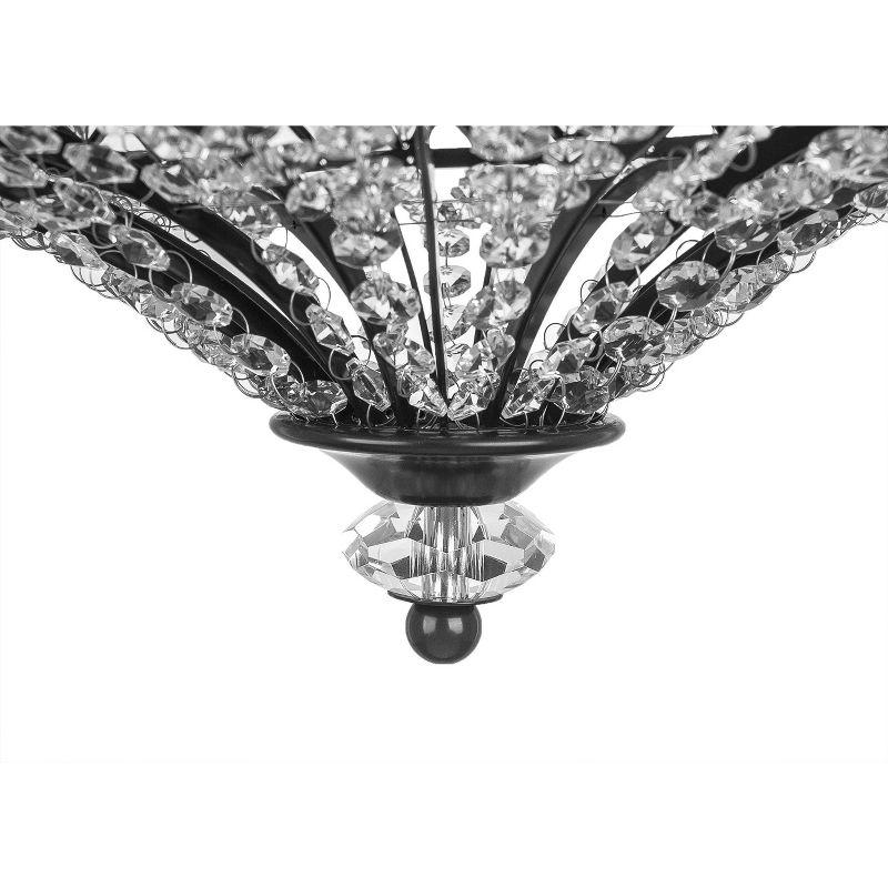 15.25" Glass & Metal Tiered Jeweled Semi Flush Mount Ceiling Light - River of Goods: Antique Bronze Finish, K-9 Crystals