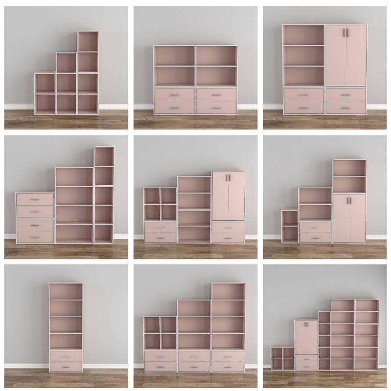 24/7 Shop At Home 35.3" Silkpath Modern 3 Tier Stackable and Modular Bookcase Light Pink