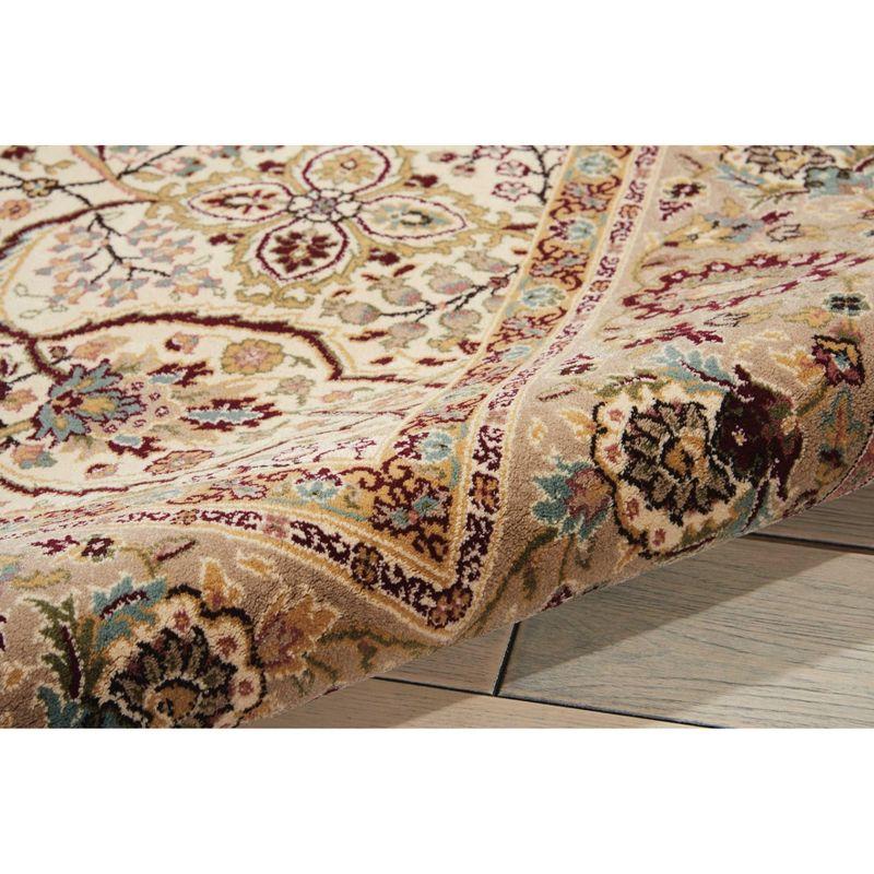 Ivory Floral Rectangular Synthetic Area Rug 45" x 7"